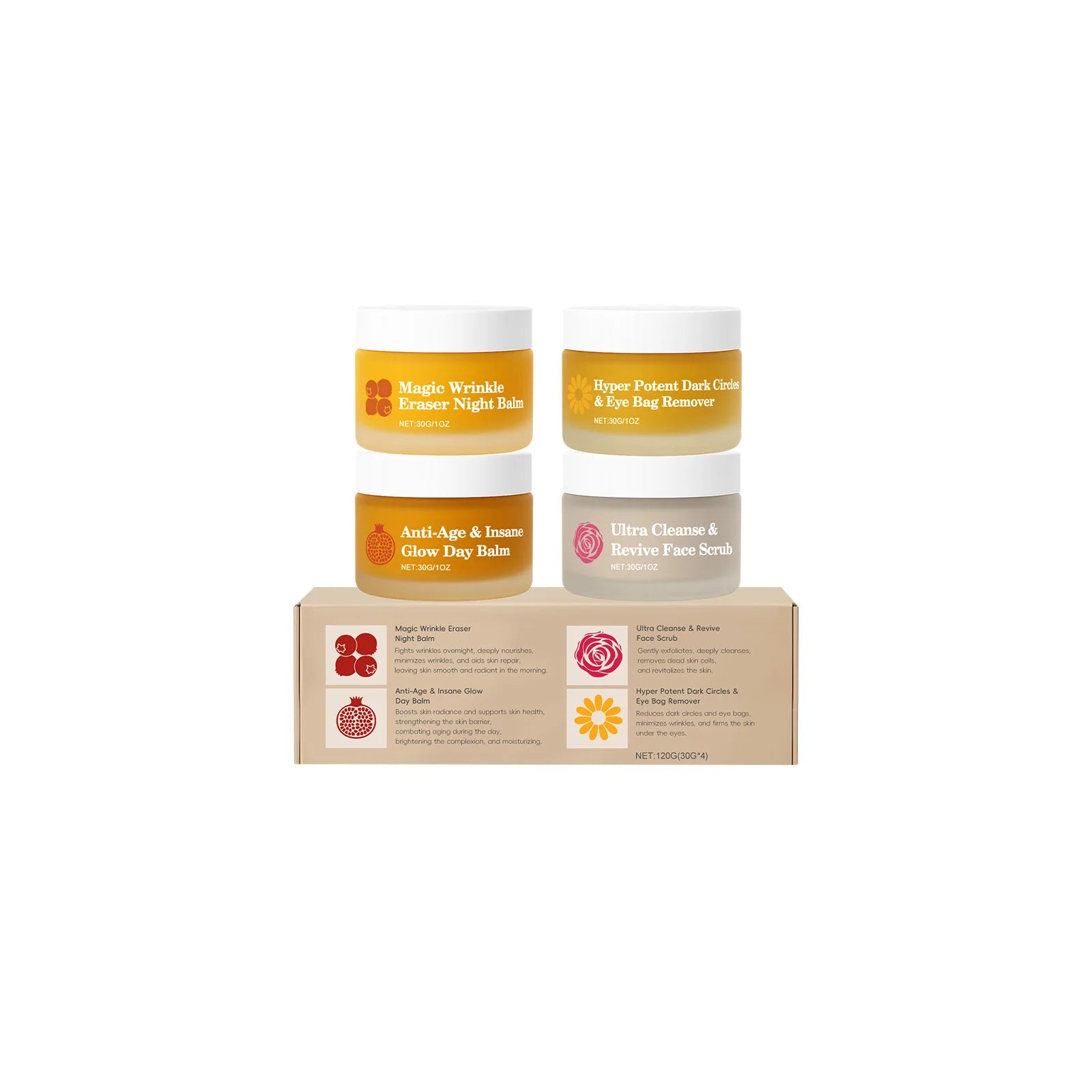 Multi-effect Day & Night Skin Care Suit Cleaning Moisturizing Reduce Dark Circles Multi Functional 4-Piece Set Skincare Products Peaceful Pleasures Health and Wellness
