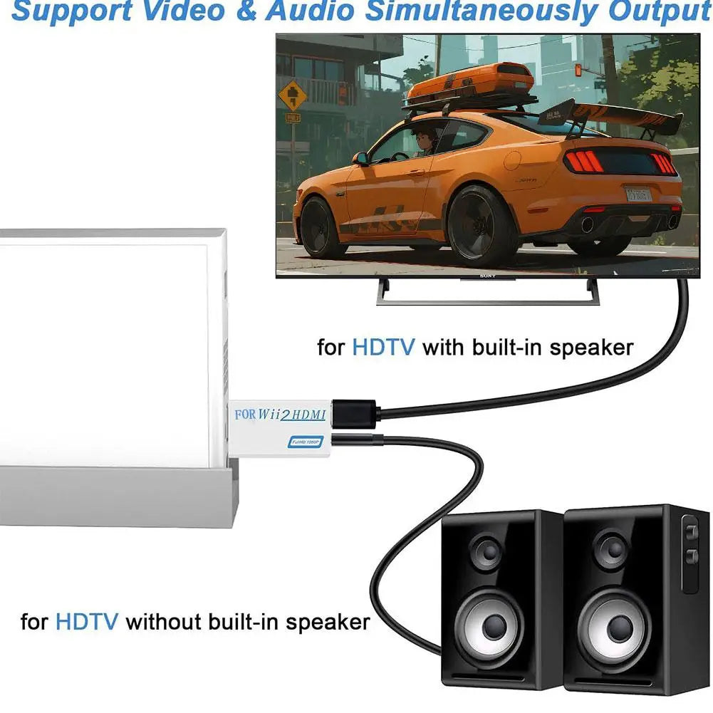 Wii to HDMI Adapter 1080p Full HD with 3.5mm Audio Jack