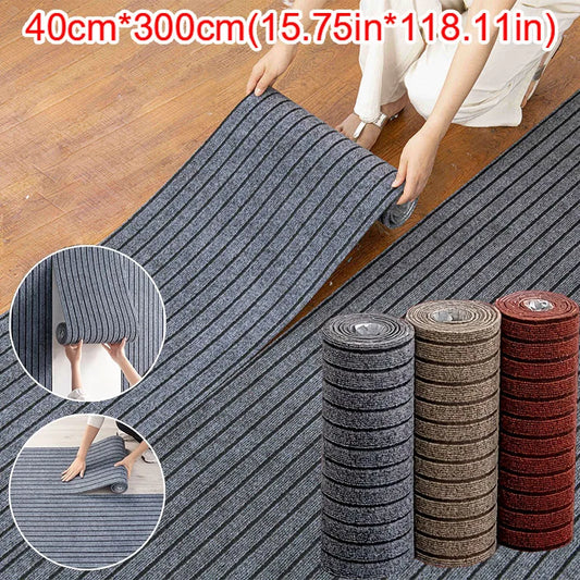 Self-Adhesive Non-Slip Striped Runner Rug 40cm x 3m | Home Décor Non-Slip Runner Rug Oasis Select