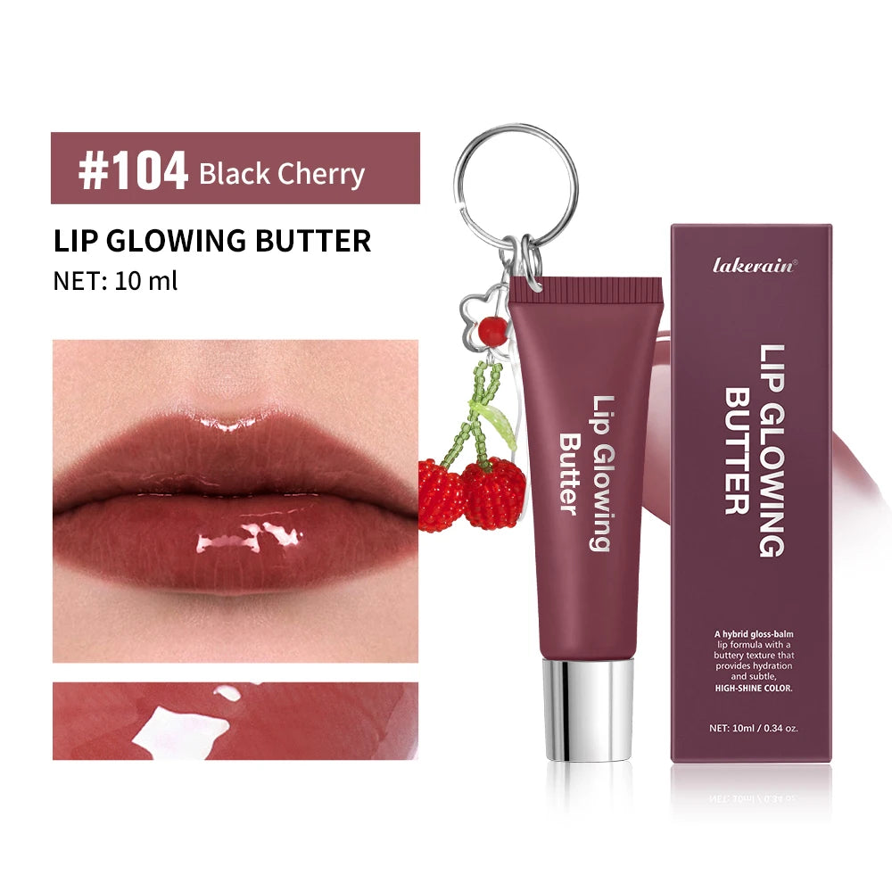 2-in-1 Moisturizing Lip Gloss Keychain | Glowing Butter Lipstick Lip Gloss Keychain Peaceful Pleasures Health and Wellness 4Black Cherry