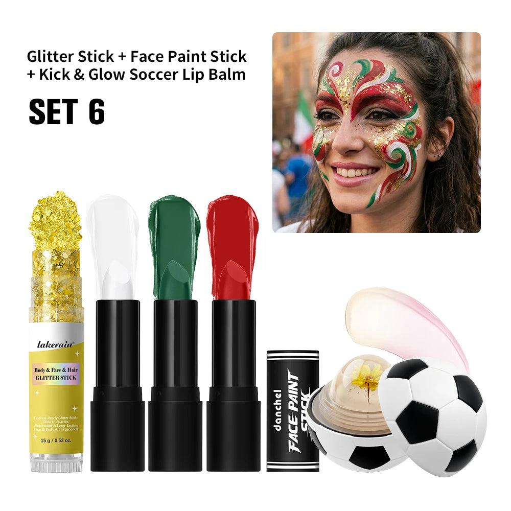 Face Paint Stick Set High Pigment Multiple National Flag Color Body Paint Safe Non-Toxic Paint Stick for Halloween Cosplay Sport Peaceful Pleasures Health and Wellness IT