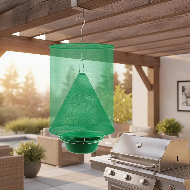 Reusable Hanging Fly Trap With Green Mesh Effective Safe Capture For Outdoor Garden Farms Courtyards Pest Control Peaceful Pleasures Health and Wellness