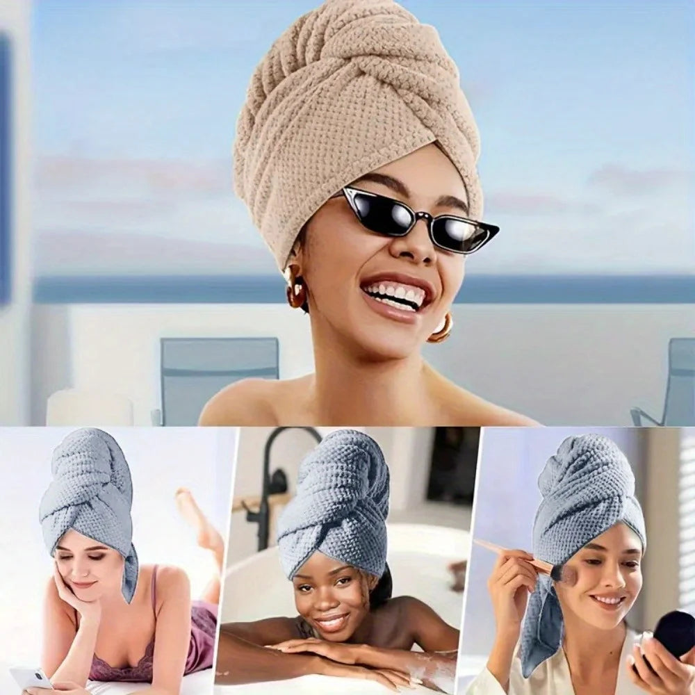Microfiber Hair Towel Wrap – Anti-Frizz Fast Dry Turban