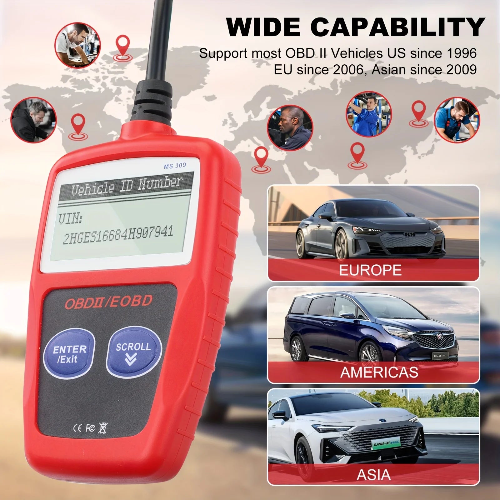 Obd2 Car Diagnostic Tool, Ms309 Obdii Eobd Fault Code Reader, Ecu Diagnostic Tool - with I/M 24000 Check Engine Light Reset Function, No Battery Required, Compact Design, Handheld Device, Car Diagnostics, Vehicle Owners, Auto Peaceful Pleasures Health and Wellness