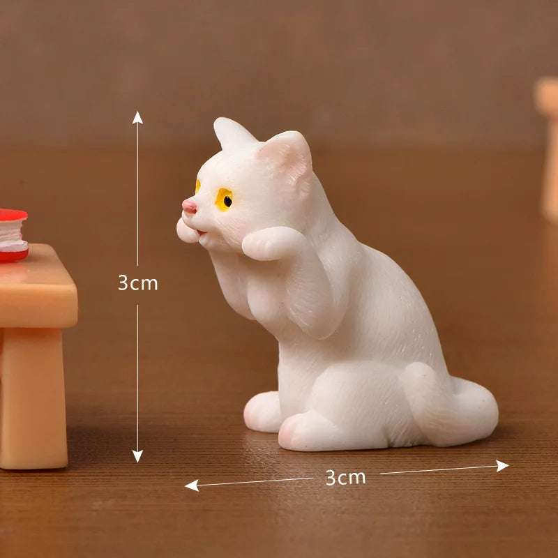 Miniature Cat Figurines Resin Landscape Decoration Miniature Figurines Accessories for Desk Landscape Plant Pot Bonsai Craft Peaceful Pleasures Health and Wellness 5