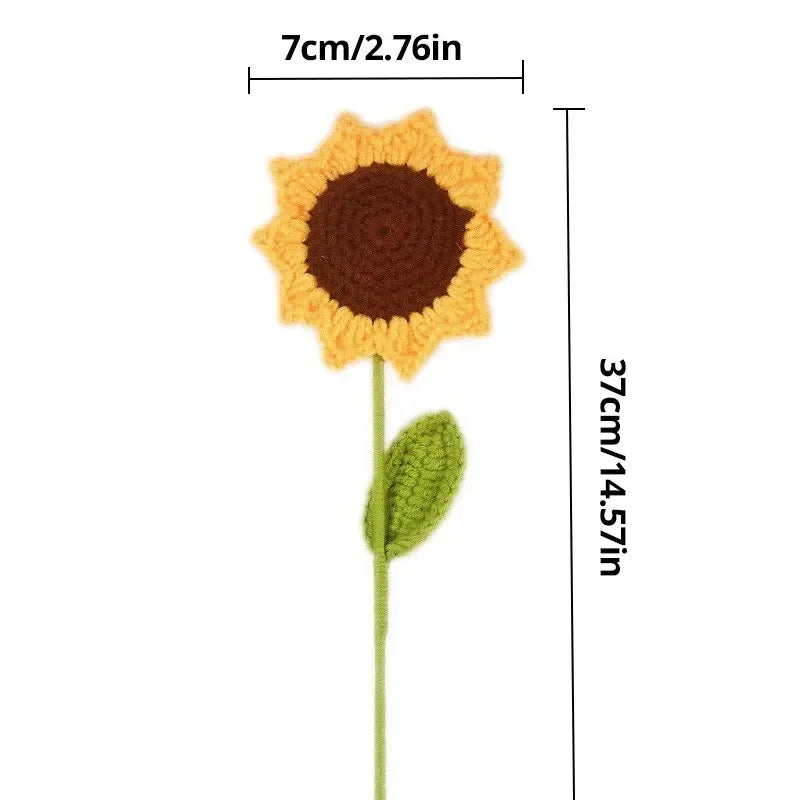 3Pcs Sunflower Hand Woven Bouquet Creative Wool Knitting Flower Sunflower Decorations Teachers Day Mother S Day Birthday Gift Peaceful Pleasures Health and Wellness