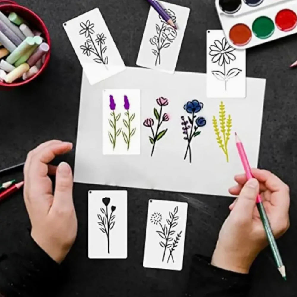 50 DIY Painting Hollow Templates Flower Series Wall Spray Decoration