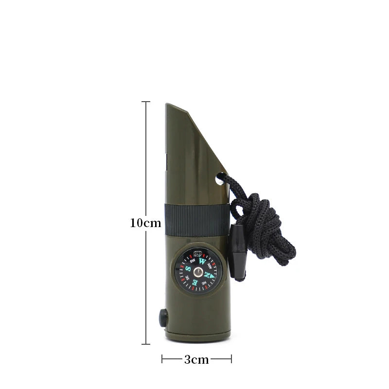7-in-1 Survival Whistle with Compass | Outdoor Emergency Tool