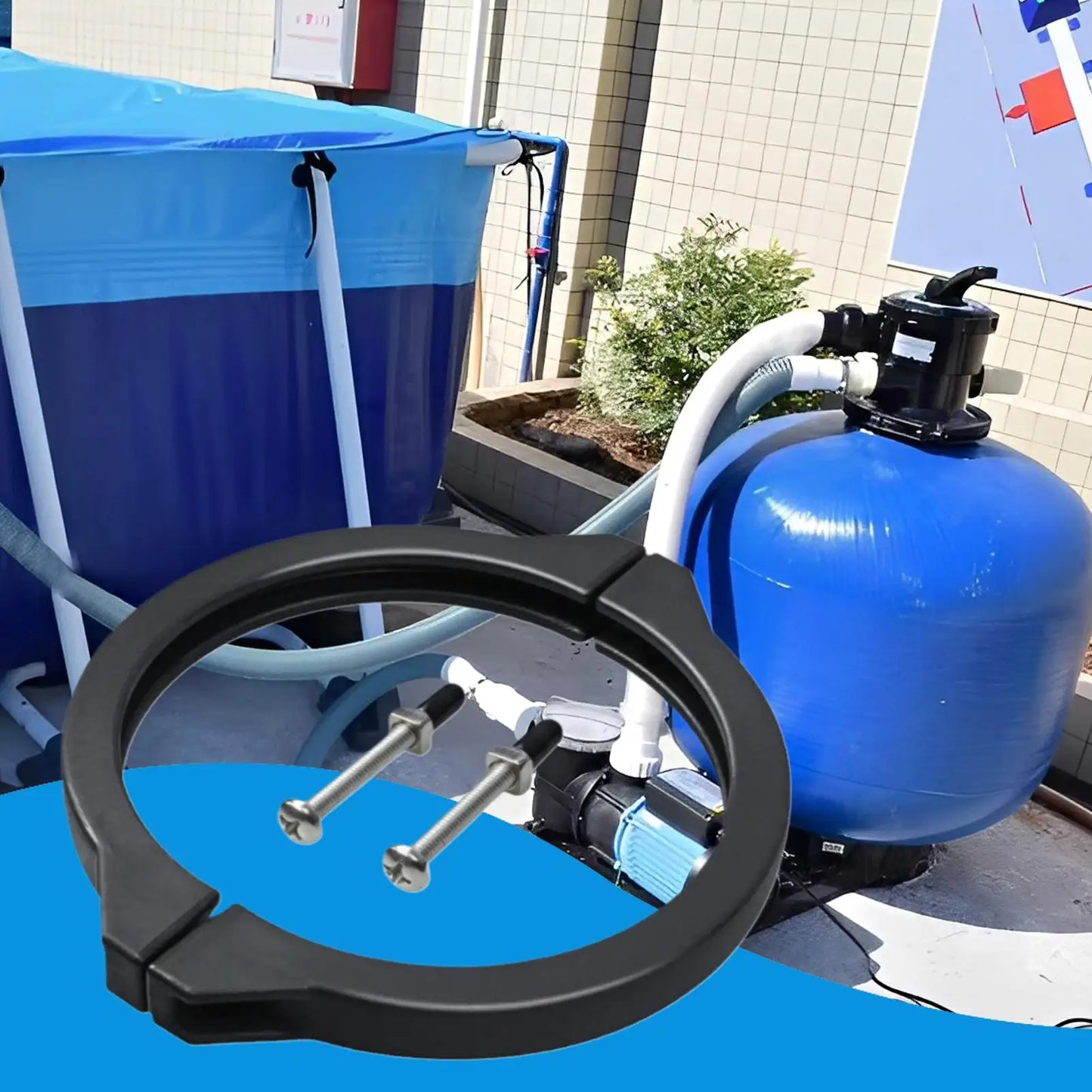 PVC Flange Valve Clamp | Sand Filter Pump Replacement Part Pool Filter Clamp Peaceful Pleasures Health and Wellness