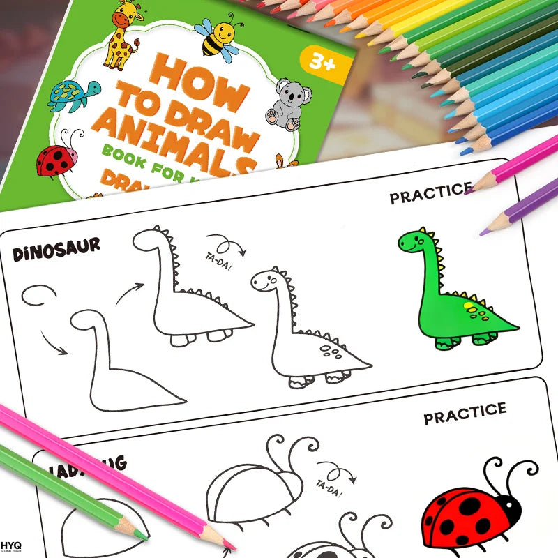 How Draw Animals Step-by-step Drawing Book- Learning Painting Perfect