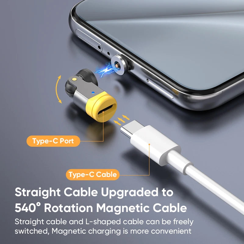 540° Rotating Magnetic USB-C Adapter | 3-in-1 Tips iPhone & Android