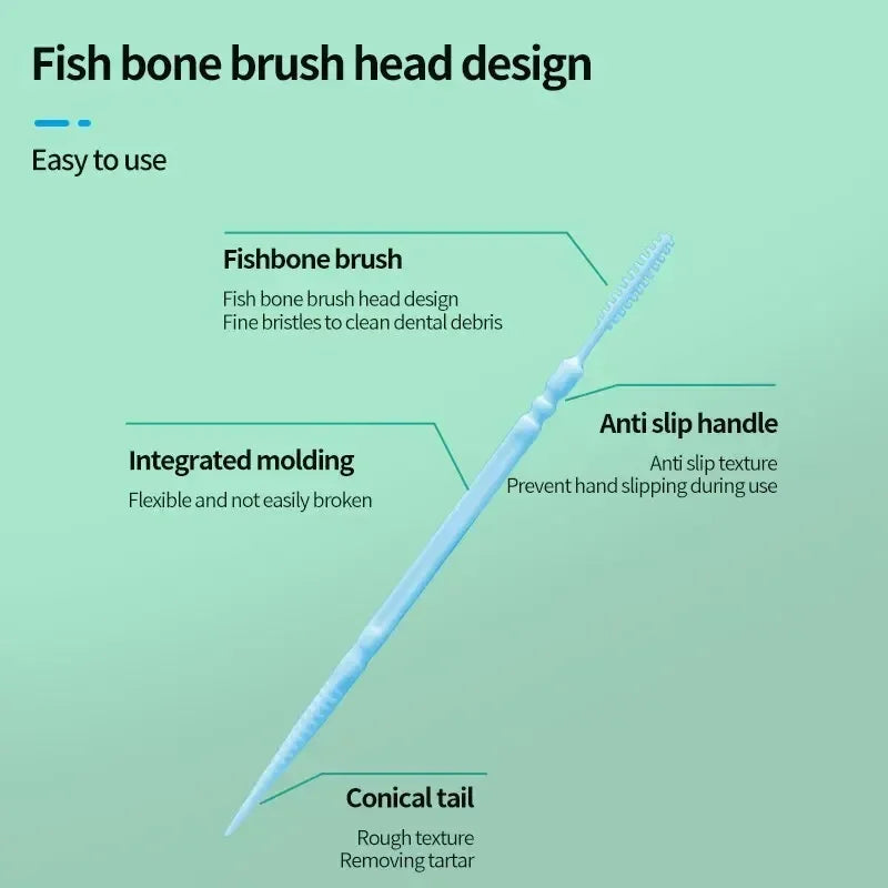 200pcs/box Plastic Toothpicks Double-headed Disposable Interdental Brush Dental Tooth Flossing Head Oral Hygiene Clean The Mouth Peaceful Pleasures Health and Wellness
