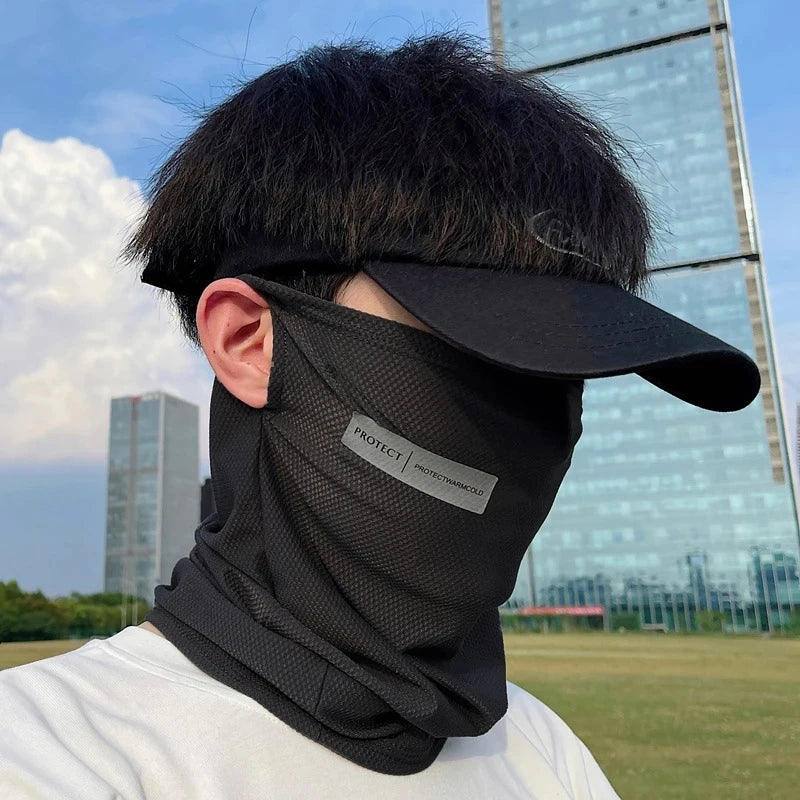 Summer Ice Silk Sunscreen Mask For Men Women Outdoor Cycling Face Cover Solid Color Neck Wrap UV Protection Ear Bandana Scarf Peaceful Pleasures Health and Wellness