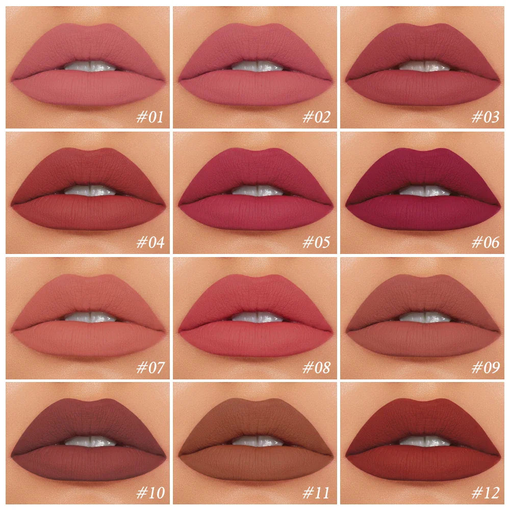 O.TWO.O Velvet Matte Liquid Lipstick – 12 Shades Waterproof