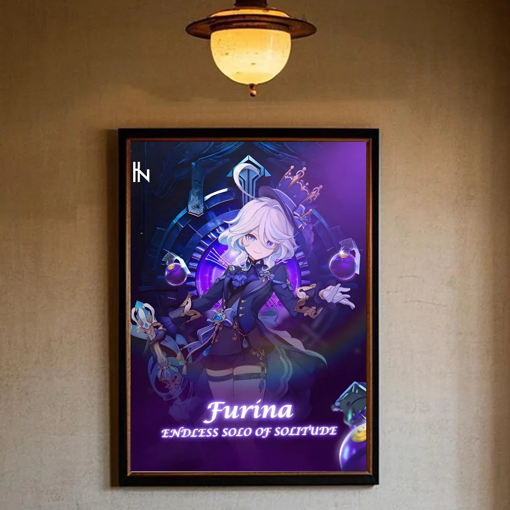 Genshin lmpact Furina Foutiane Poster HD art sticky wall waterproof home living room bedroom bar aesthetic decoration Peaceful Pleasures Health and Wellness z12 15X20cmNoframe
