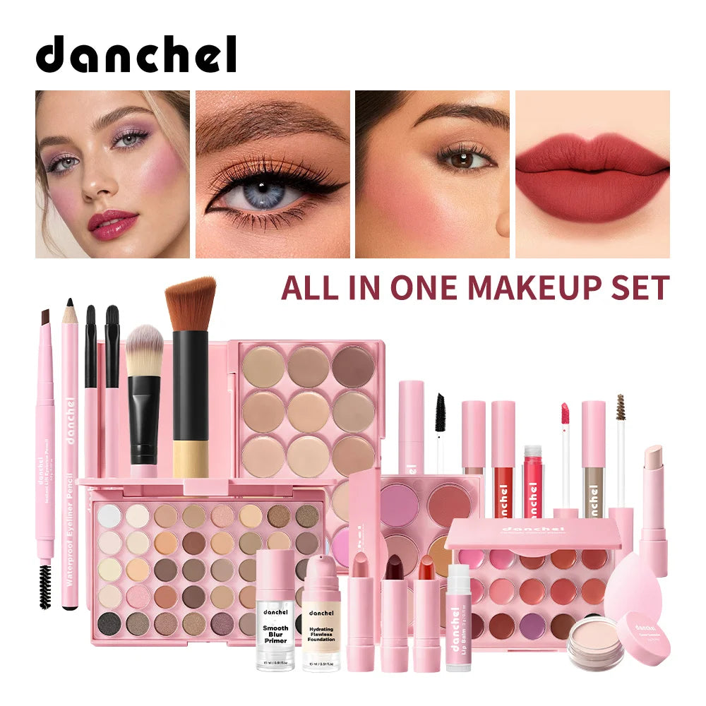 All In One Makeup Set Gathering All Cosmetic Including Base Makeup, Concealer, Contour ,Powder Blusher, Eyebrow Eye, Lip Makeup Peaceful Pleasures Health and Wellness SET