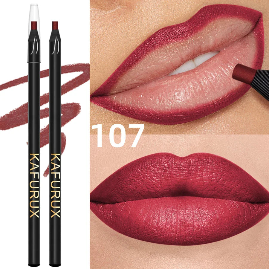 KAFURUX Waterproof Matte Lip Liner | 12 Colors, Long-Lasting