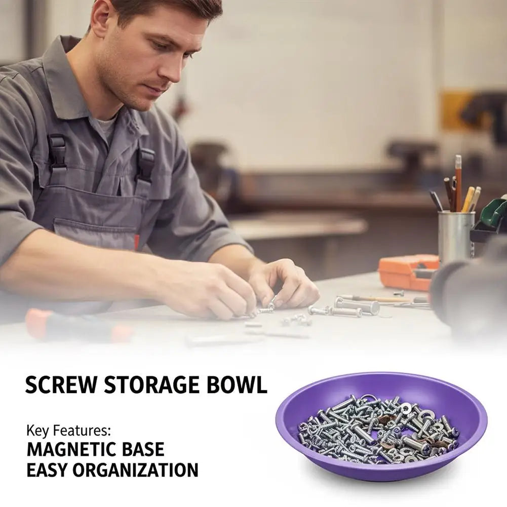 Double‑Sided Magnetic Screw Tray Purple Storage Bowl For Screws Nuts Bolts Stainless Steel Tools Tray For Car Suction Pad Tools Peaceful Pleasures Health and Wellness