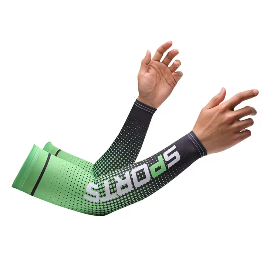 Summer Fashio Sunscreen Ice Silk Sleeve UV Sun Protection Cooling Anti-Slip Arm Sleeves Men Women Outdoor Sport Cycling Peaceful Pleasures Health and Wellness green One Size