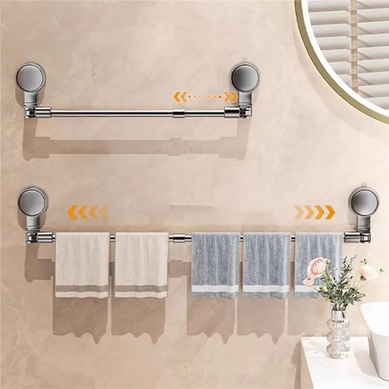 A36T-Bathroom Robe Coat Rack Wall Towel Holder Suction Cup No-Punching Retractable Kitchen Bathroom Organizer Shelf B Peaceful Pleasures Health and Wellness