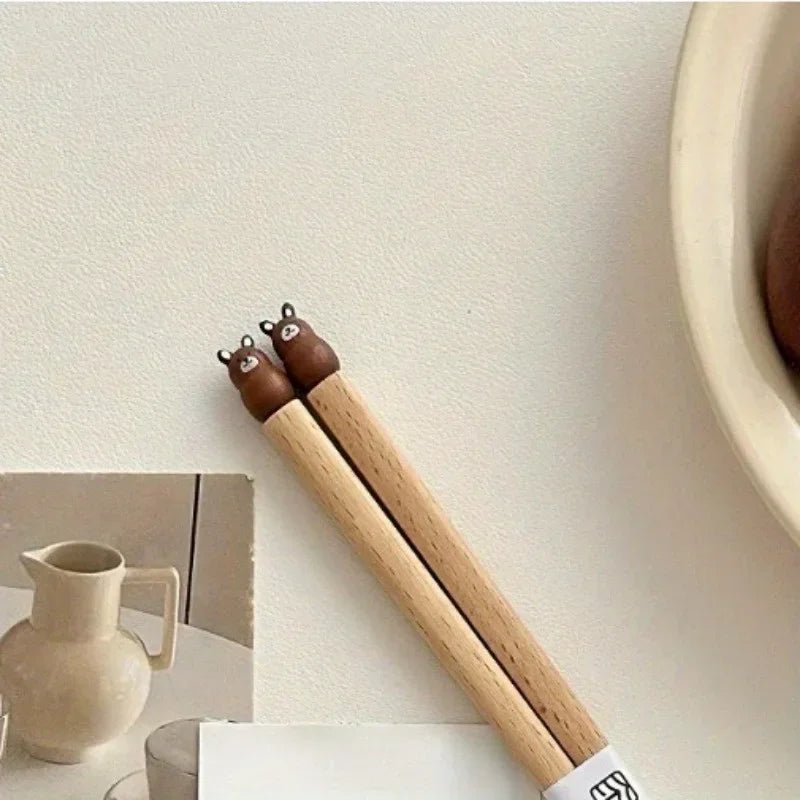 Practical Cute Shiba Bear Rabbit Cats Tableware Beech Wood Chopsticks Practical Wooden Dinnerware Hand Carved Beech Chopsticks Peaceful Pleasures Health and Wellness beer