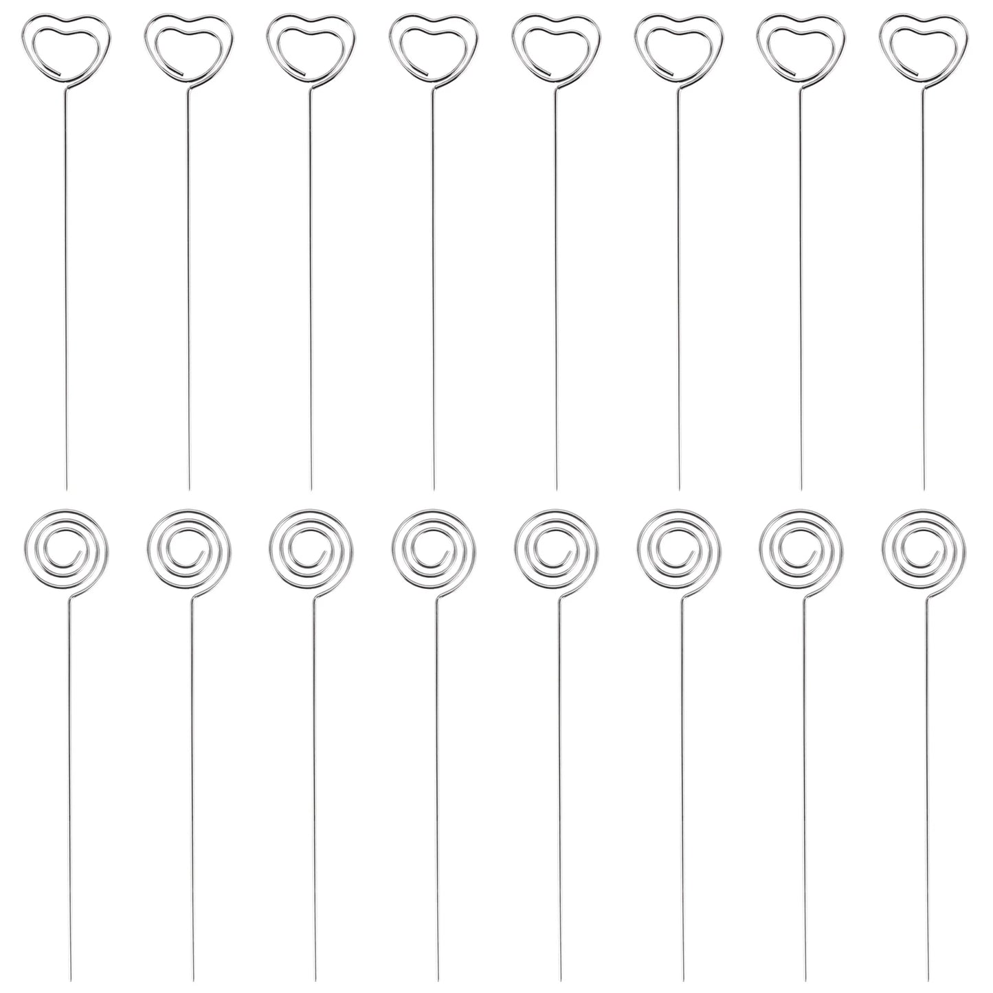 Y51A-60 Pieces Metal Wires Memo Clip Note Card Holders Table Number Clip Photo Stand For Wedding Party Cake Decor, Round And Hea Peaceful Pleasures Health and Wellness silver NONE