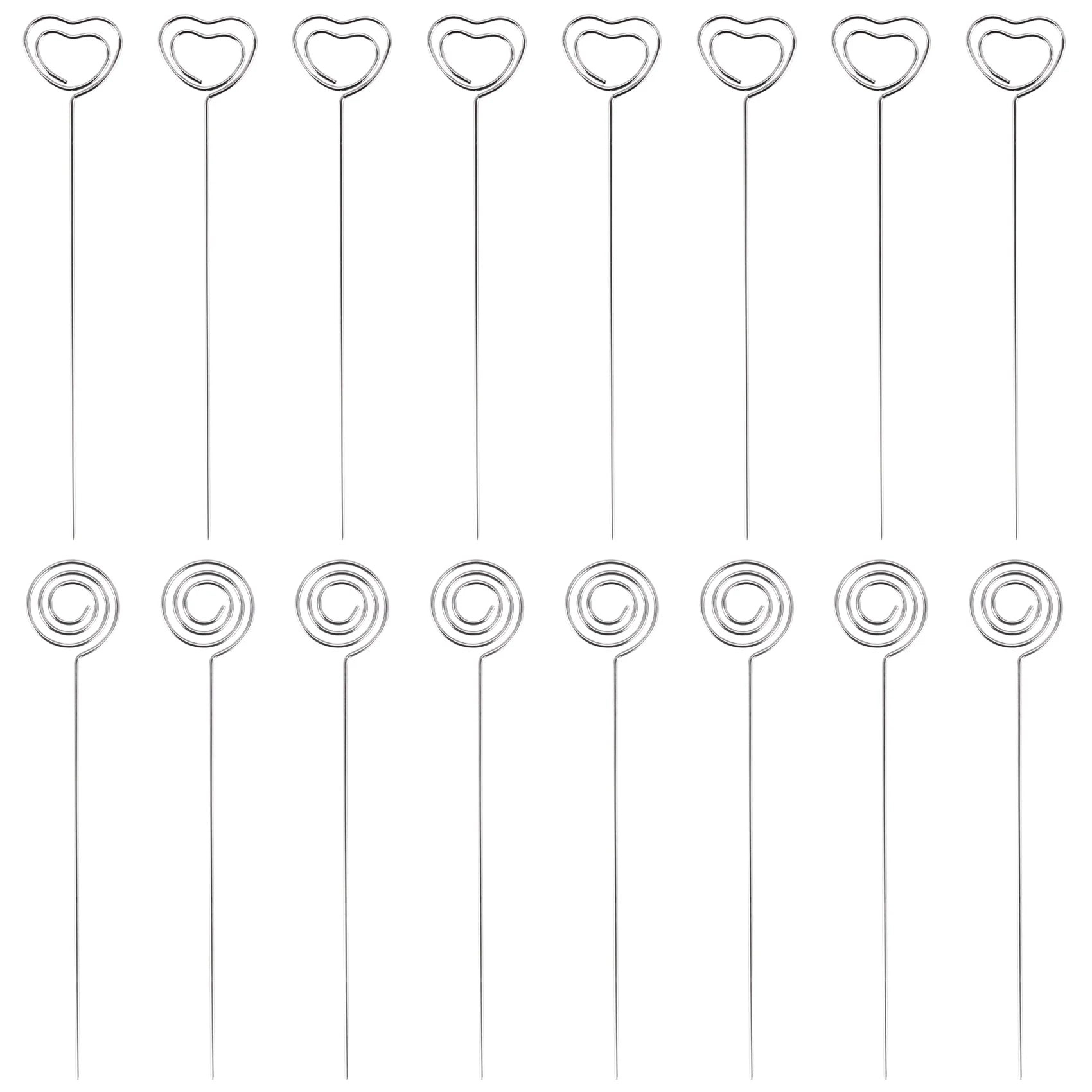 Y51A-60 Pieces Metal Wires Memo Clip Note Card Holders Table Number Clip Photo Stand For Wedding Party Cake Decor, Round And Hea Peaceful Pleasures Health and Wellness silver NONE
