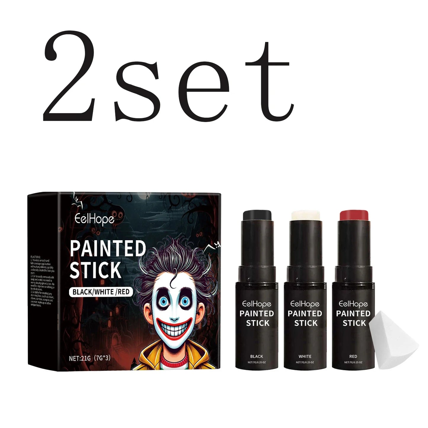 Eelhope Halloween Body Paint Stick Set – Clown Face Makeup