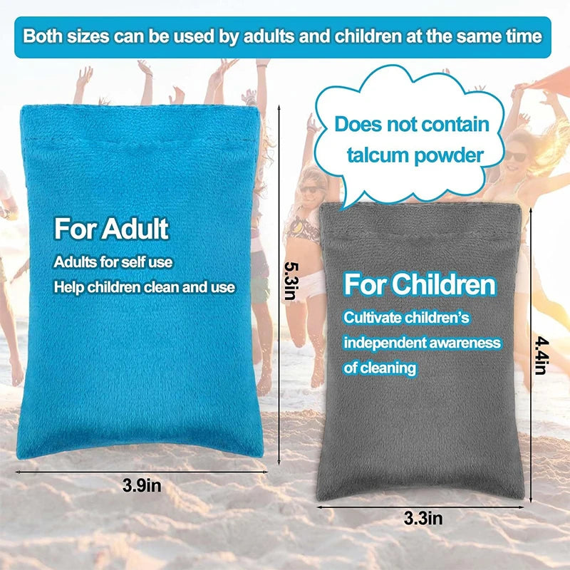 Beach Sand Removal Bag | Coral Fleece Powder Brush for Camping