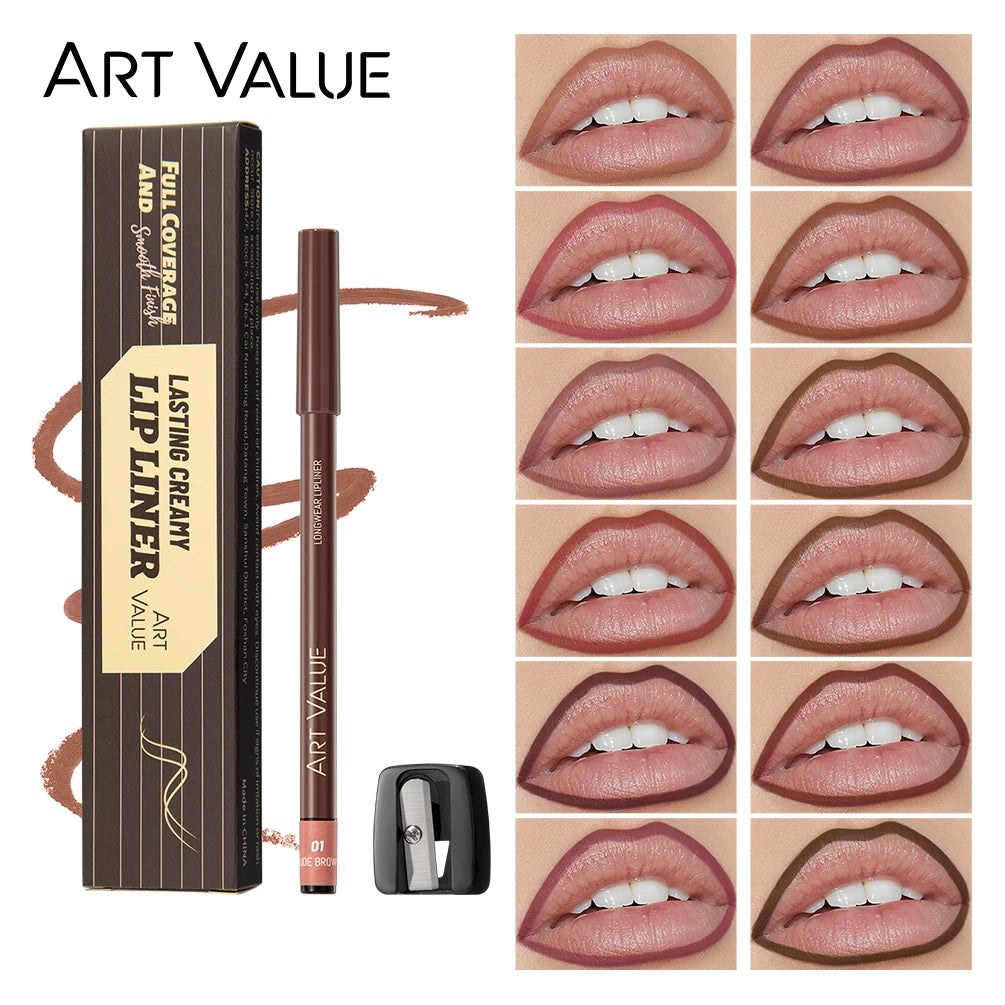 QIBEST Lipliner Pencil Matte Nude Red Contour Tint Lipstick Long Lasting Non-stick Cup Lipliner Pen Makeup Lip Stain Pencil Peaceful Pleasures Health and Wellness