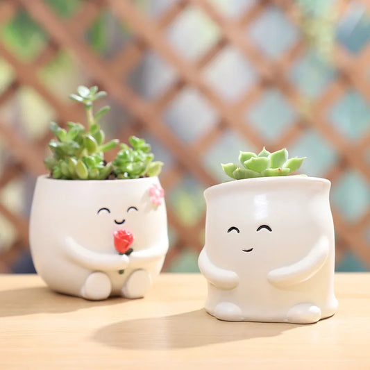 Smiley Face Mini Resin Succulent Planter | Desk & Home Decor Mini Succulent Planter Peaceful Pleasures Health and Wellness