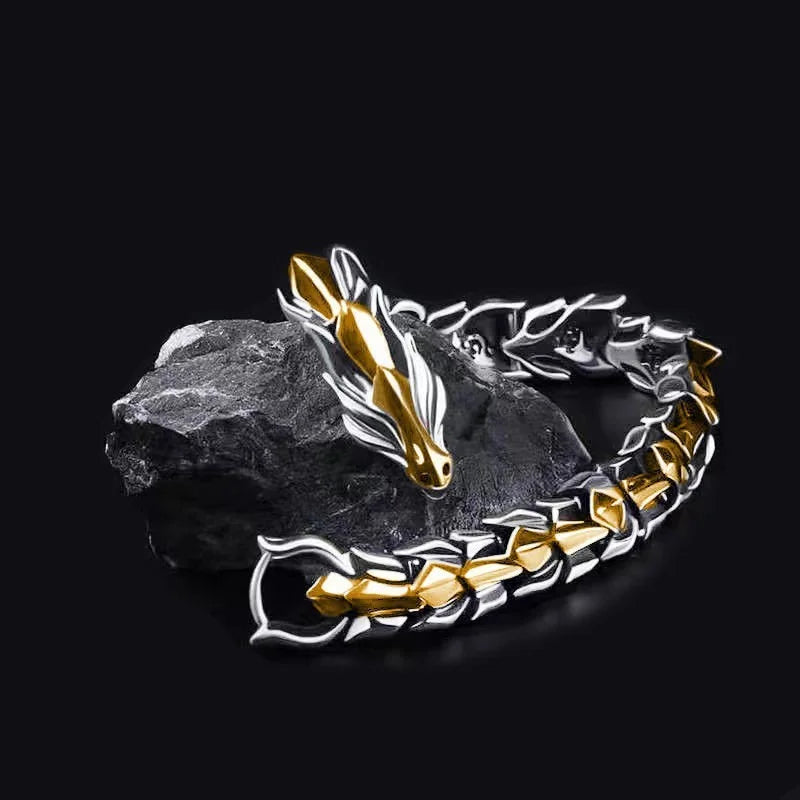 Retro Dragon Head Men's Bracelet | Punk Dragon Scale Charm