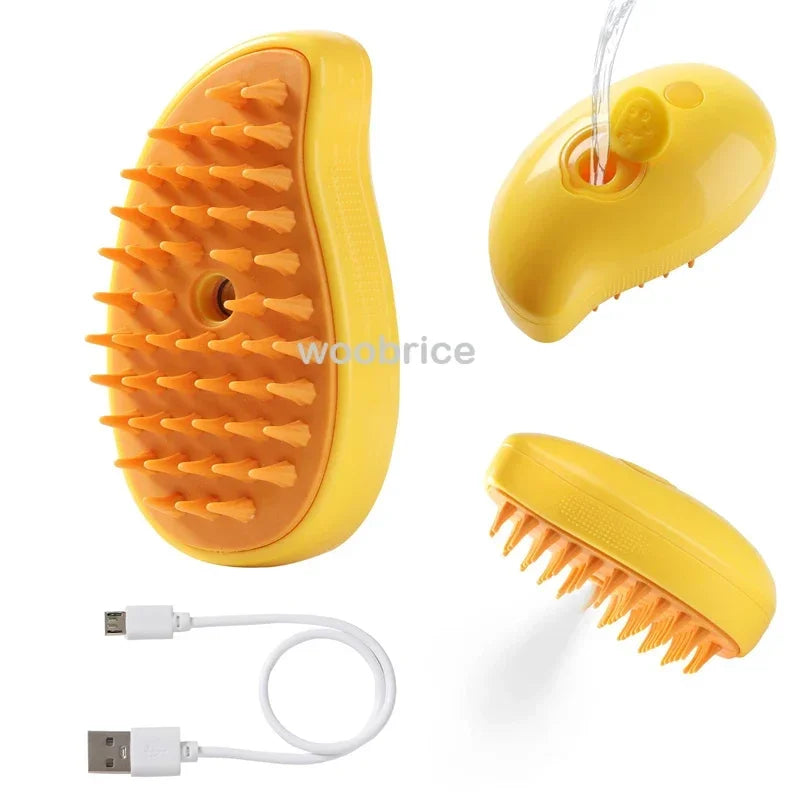 3-in-1 Electric Steam Pet Brush – Cat & Dog Grooming Comb