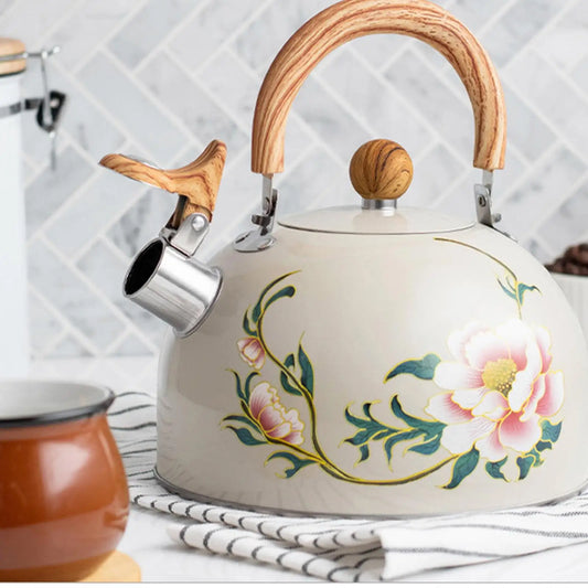 3L Vintage Floral Tea Kettle Stove Top Safe Teapot with Handle Retro Kitchen Kettle for Home Decor, Housewarming Gift Peaceful Pleasures Health and Wellness