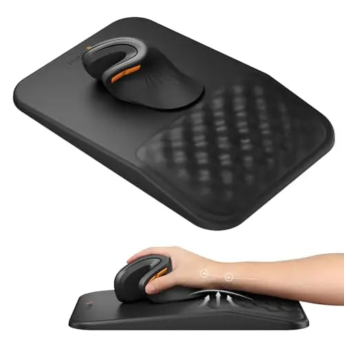 Ergonomic mouse pad with wrist rest, mouse pad with massage design, soft memory foam and non-slip PU base for pain relief. Suita Peaceful Pleasures Health and Wellness black M