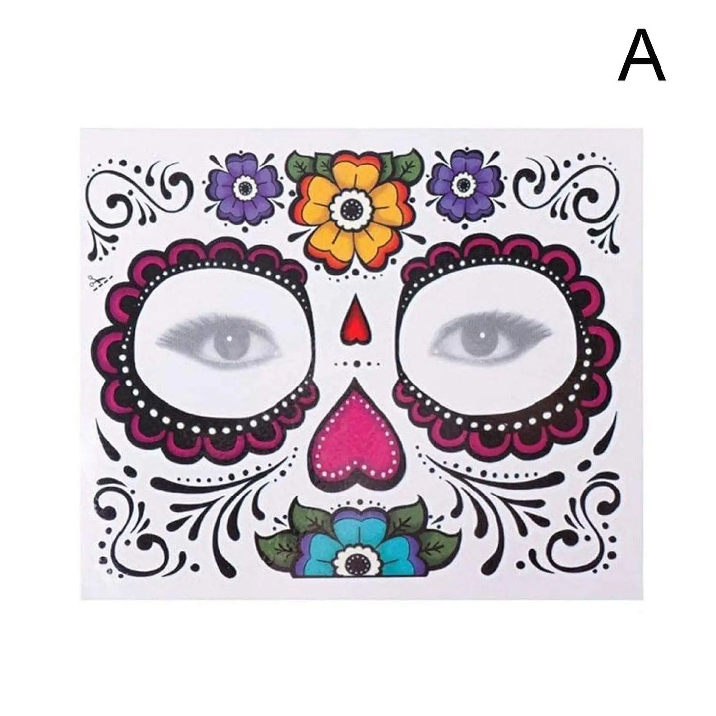 Halloween Skull Face Temporary Tattoo Stickers – Day of Dead