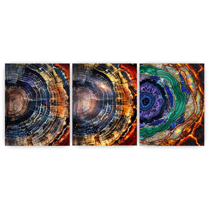 Abstract Wall Art Colorful Tree Ring Canvas Painting Modern Style Poster Prints Living Room Wall Decor Peaceful Pleasures Health and Wellness 01 50x70cm NoFrame China Mainland