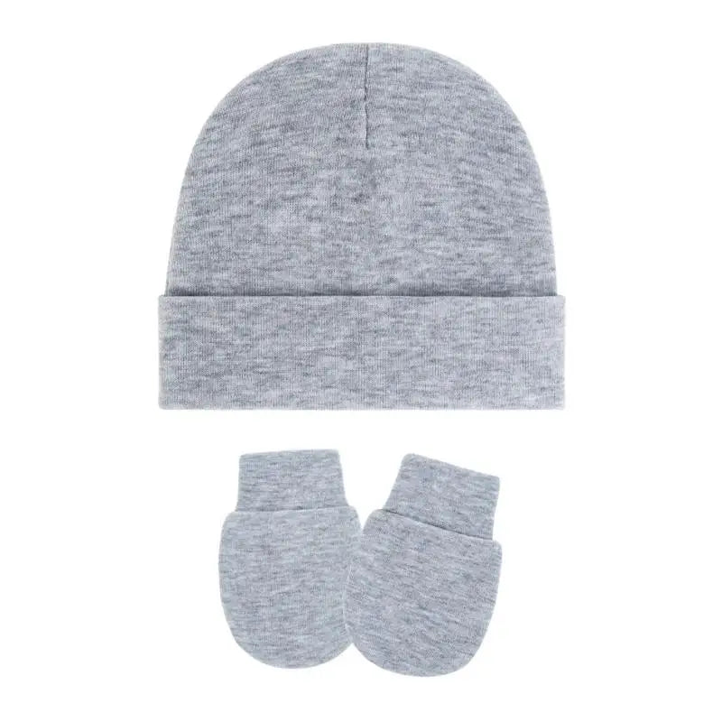 Cotton Newborn Baby Hat & Mittens Set – Soft Knit, 0–12 Mo