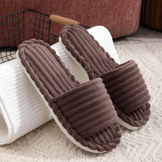 Winter Plush Slippers Men & Women | Warm Anti-Slip Indoor Winter Plush Slippers Peaceful Pleasures Health and Wellness Coffee 36-37