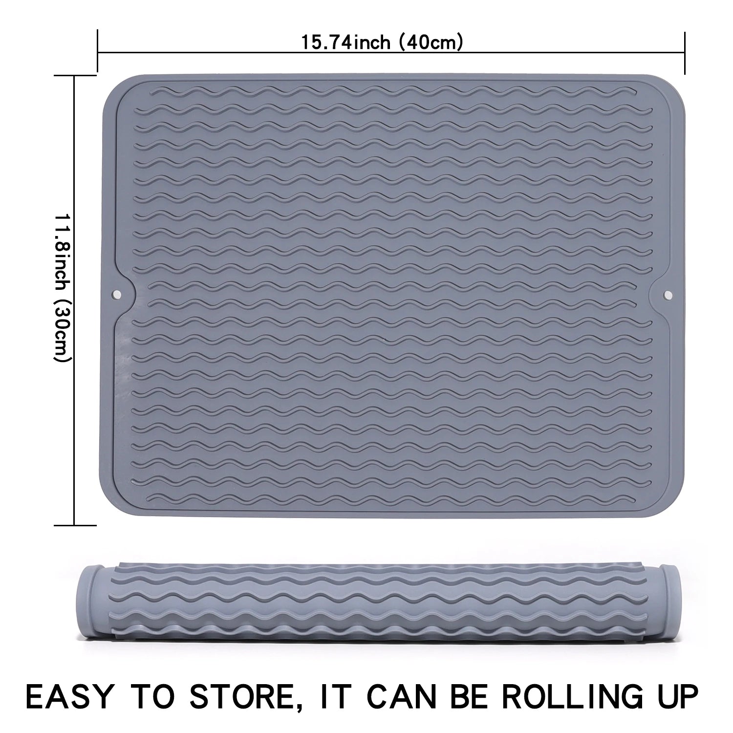 Silicone Dish Drying Mat, 40 x 30cm - Dish Drying Mat, Counter top Mat, Dish Draining Mat, Sink Mat, Large Silicone Trivet Peaceful Pleasures Health and Wellness