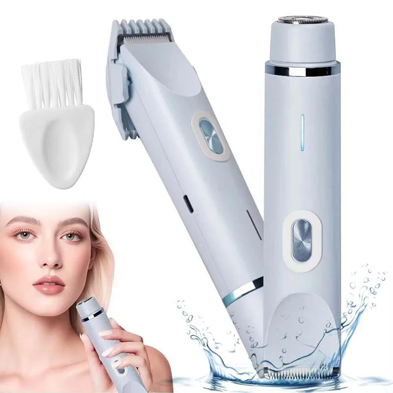 Electric Shaver for Women 2 in 1 Bikini Trimmer Double Head Portable Hair Electric Epilator IPX7 Waterproof Electric Razor Peaceful Pleasures Health and Wellness
