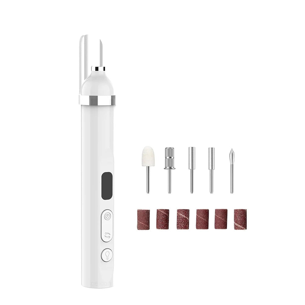 Nail Drill Machine Electric Nail Polisher Rechargeable Electric Nail File for Manicure Portable Nail Sander with UV Nail Lamp Peaceful Pleasures Health and Wellness White