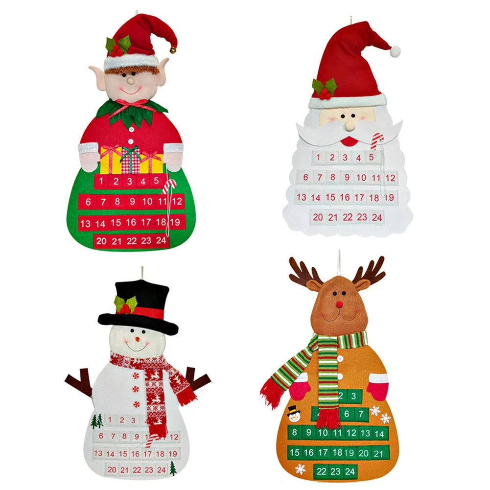 Felt Christmas Tree Advent Calendar | Santa Holiday Wall Decor