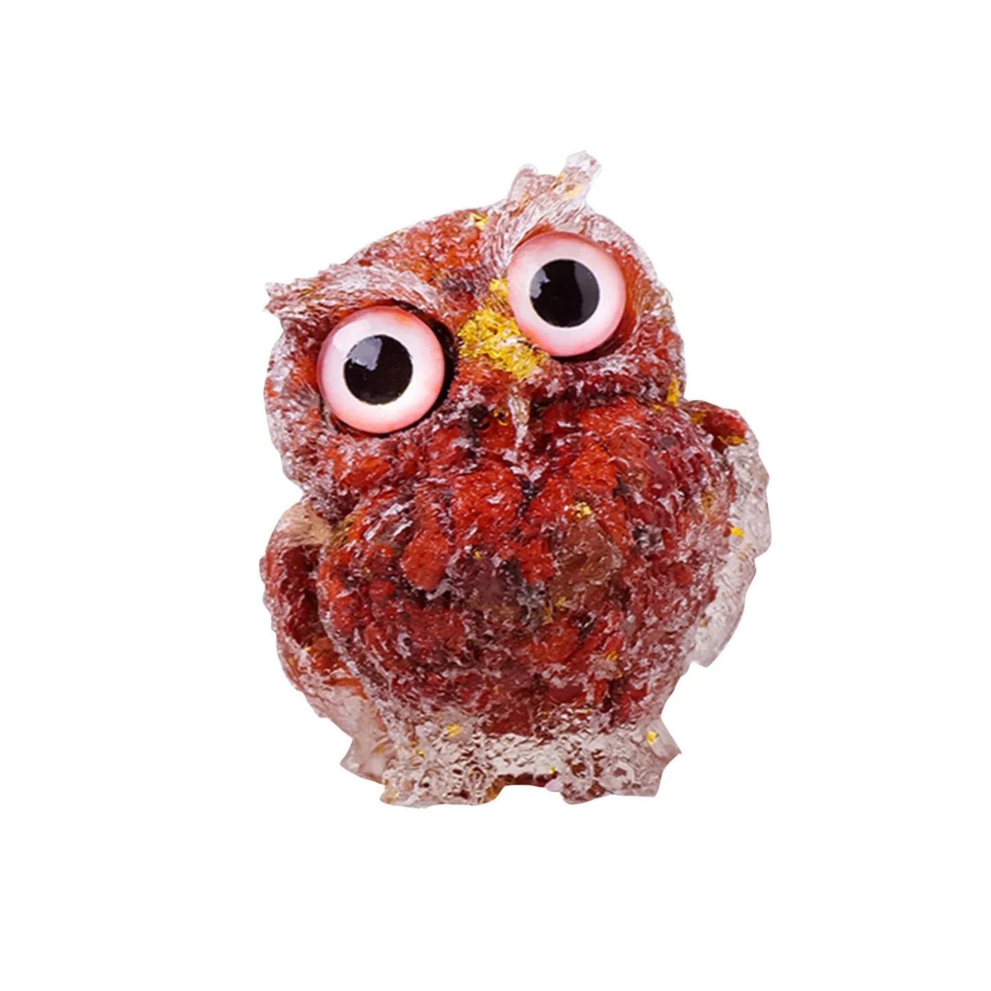 1PC Natural Owl Amethyst Rose Quartz Cute Animal Image Macadam Drip Glue Resin Owl Household Supplies Desktop Ornament Peaceful Pleasures Health and Wellness