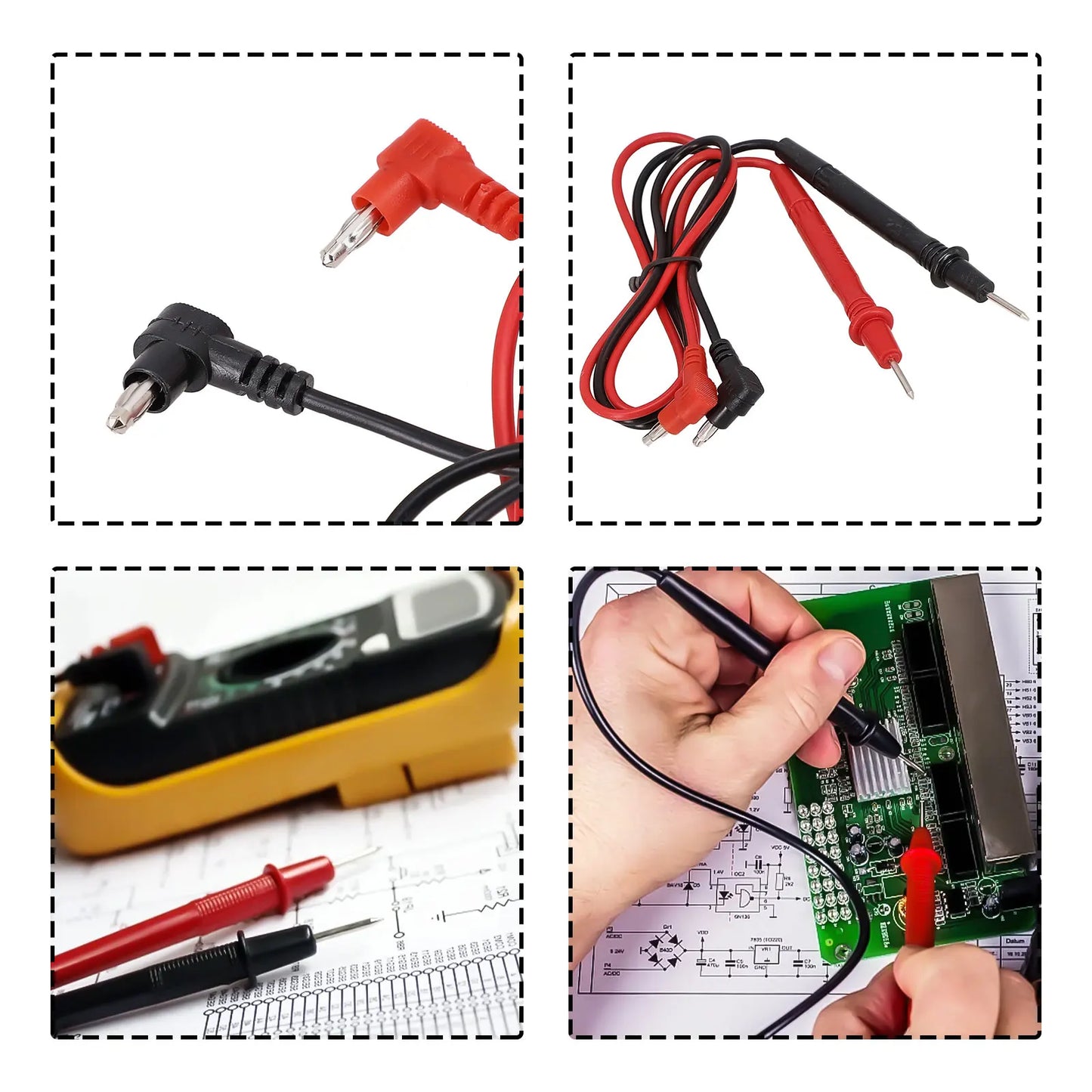 1 Pair 1000v 10A Multimeter Tests Tester Cable Tool Needles Point