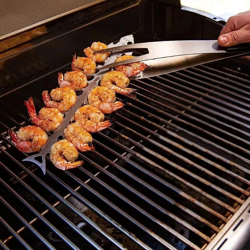 1PC Reusable Roaster Fork Metal Fishbone Shape Barbecue Skewer Roasting Skewers for Camping Grilling Skewers Campfire BBQ Tool Peaceful Pleasures Health and Wellness