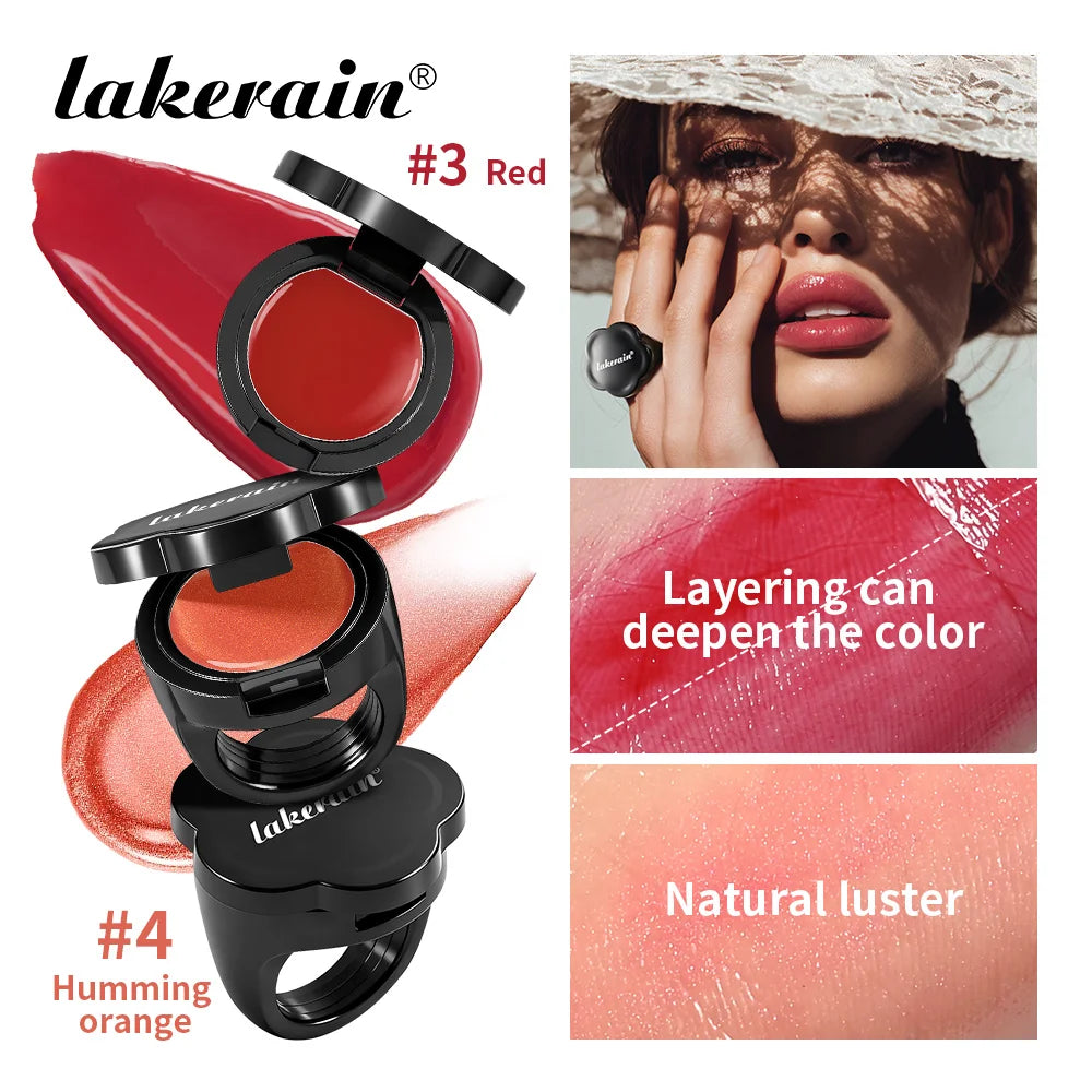Lakerain Ring Rouge Lipstick Long Lasting Moisturizing Shining Lips Cheeks Dual-use Anti wrinkle Nourishment Ring Style Lipstick Peaceful Pleasures Health and Wellness