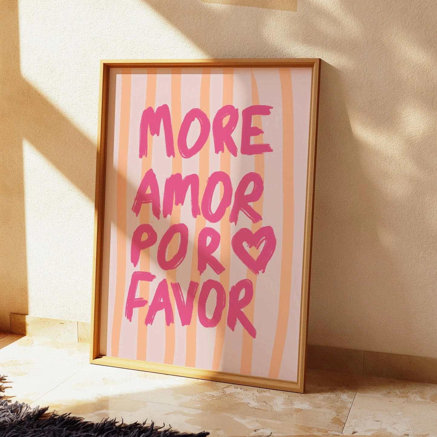 Más Amor Por Favor Love Quote Canvas Wall Art | Pink Blue