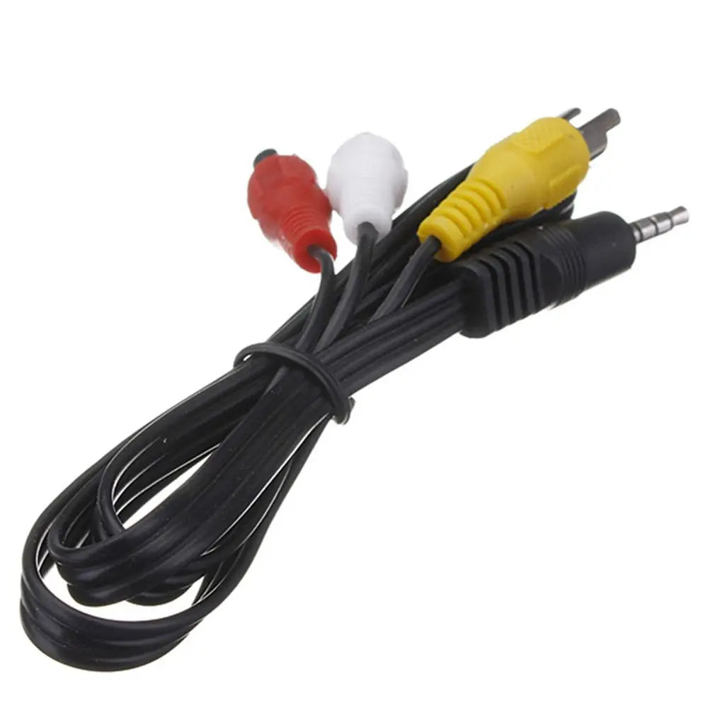 Black RCA Male Plug Adapter Converter Cord 3.5MM Jack To RCA Wire AV Audio Cable Video Cables Peaceful Pleasures Health and Wellness