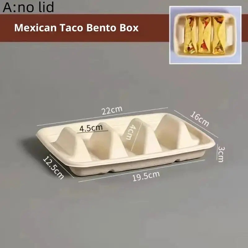20-Pack Disposable 3-Compartment Taco Plates | Eco Tray Holder